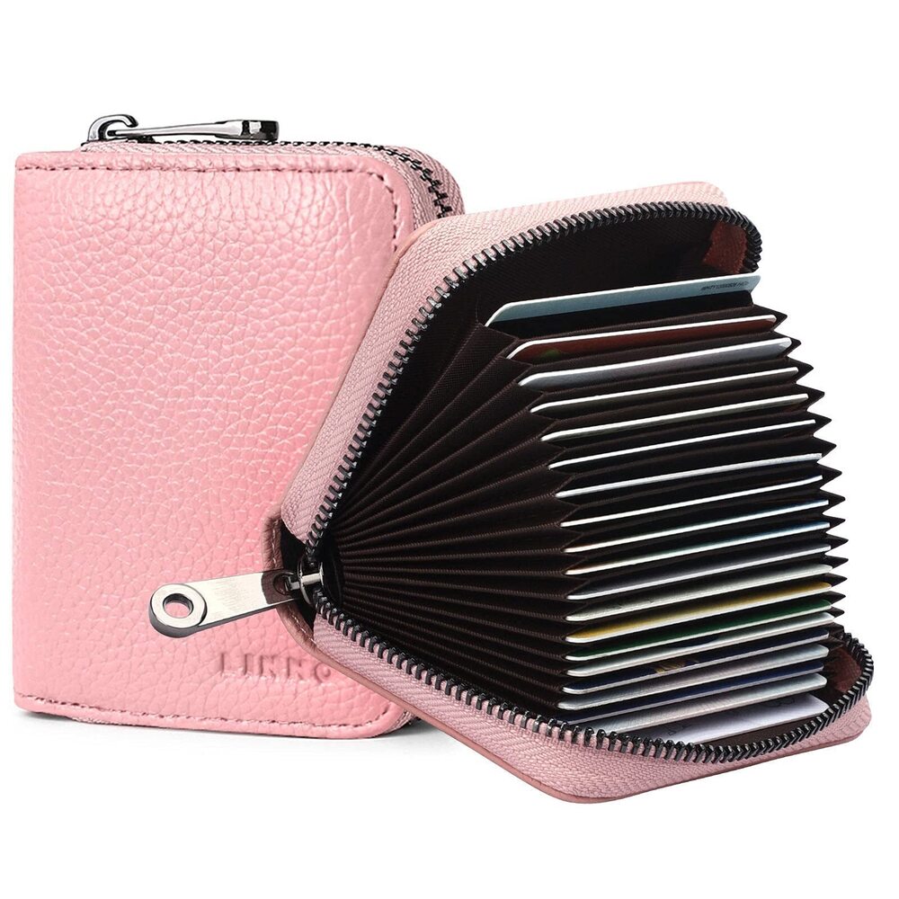 3014 RFID 20 Slots Credit Card Holder Leather Small Wallet or with Zipper